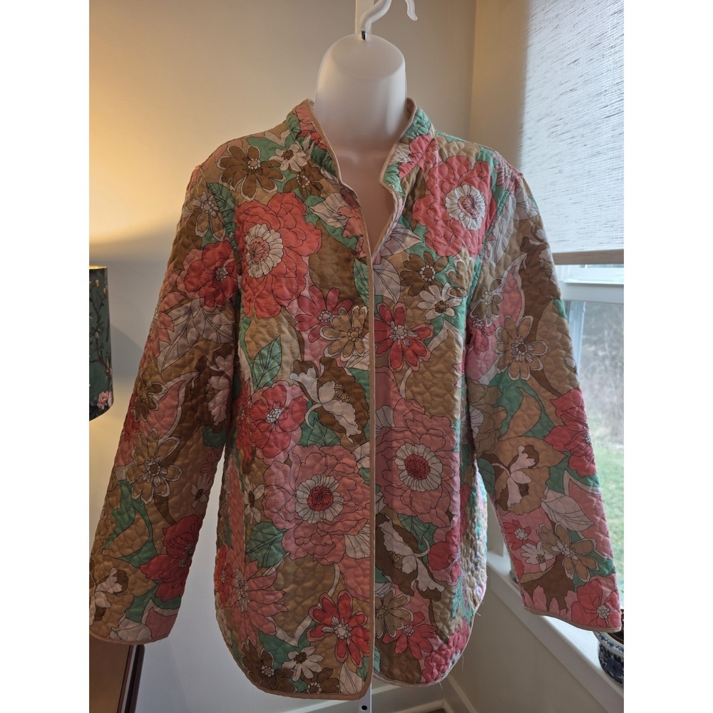 Alfred Dunner Light Weight Floral Quilted Jacket Size 16W Preppy - Picture 7 of 13